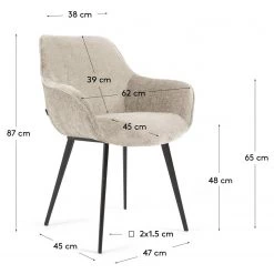 Loftscape Chaises à accoudoirs Sophie (lot de 2) - Blanc ivoire -Meubles de salle à manger Soldes Magasin 1000340230 220414 500 SKETCH DETAILS P000000001000340230 sketch