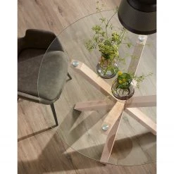 Loftscape Table Kaimana - Verre transparent / Acier - Verre transparent / Aspect bois -Meubles de salle à manger Soldes Magasin 1000340236 220414 021 MOOD DETAILS P000000001000340236 mood
