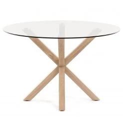 Loftscape Table Kaimana - Verre transparent / Acier - Verre transparent / Aspect bois -Meubles de salle à manger Soldes Magasin 1000340236 220414 030 DETAILS P000000001000340236