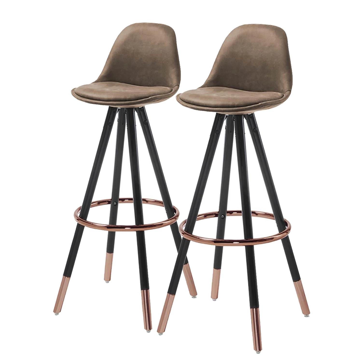 Ars manufacti Chaises de bar Zibo (lot de 2) - Imitation cuir / Métal - Cuivre - Beige vieilli 1 Ars manufacti Chaises de bar Zibo (lot de 2) - Imitation cuir / Métal - Cuivre - Beige vieilli