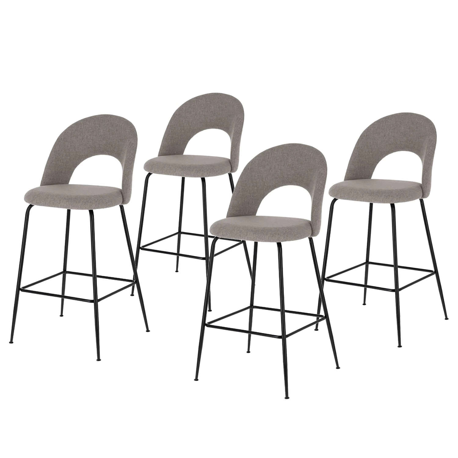 Loftscape Chaises de bar Pignola (lot de 4) - Tissu / Acier - Gris clair / Noir 1 Loftscape Chaises de bar Pignola (lot de 4) - Tissu / Acier - Gris clair / Noir