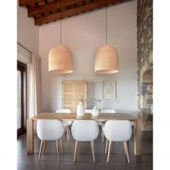 Loftscape Chaises à accoudoirs Kusamo V (lot de 4) - Tissu structuré - Blanc / Frêne -Meubles de salle à manger Soldes Magasin 1000340256 220414 023 MOOD DETAILS P000000001000340256 mood