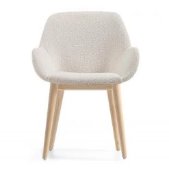 Loftscape Chaises à accoudoirs Kusamo V (lot de 4) - Tissu structuré - Blanc / Frêne -Meubles de salle à manger Soldes Magasin 1000340256 220414 030 DETAILS P000000001000340256