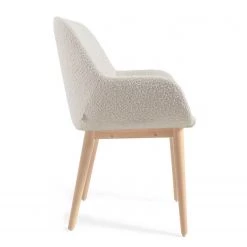 Loftscape Chaises à accoudoirs Kusamo V (lot de 4) - Tissu structuré - Blanc / Frêne -Meubles de salle à manger Soldes Magasin 1000340256 220414 035 DETAILS P000000001000340256