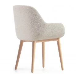 Loftscape Chaises à accoudoirs Kusamo V (lot de 4) - Tissu structuré - Blanc / Frêne -Meubles de salle à manger Soldes Magasin 1000340256 220414 036 DETAILS P000000001000340256
