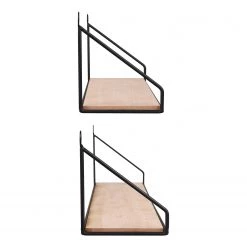 Loftscape Étagères murales Chevron Love (lot de 2) - Métal - Noir / Imitation chêne -Meubles de salle à manger Soldes Magasin 1000341914 220323 040 DETAILS P000000001000341914