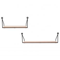 Loftscape Étagères murales Chevron Love (lot de 2) - Métal - Noir / Imitation chêne -Meubles de salle à manger Soldes Magasin 1000341914 220323 050 DETAILS P000000001000341914