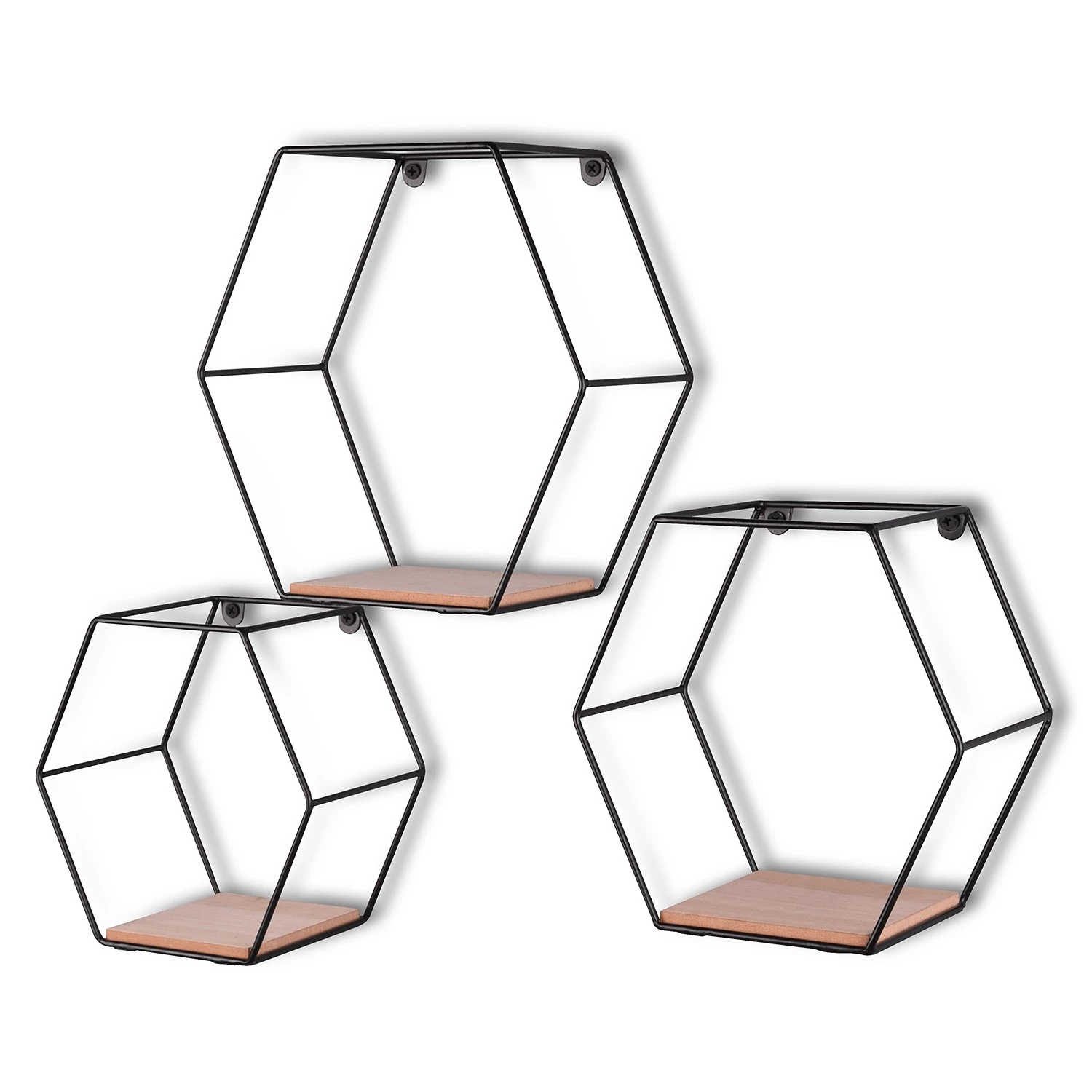 Loftscape Étagères murales Comfortline (lot de 3) - Métal - Noir / Imitation chêne 1 Loftscape Étagères murales Comfortline (lot de 3) - Métal - Noir / Imitation chêne