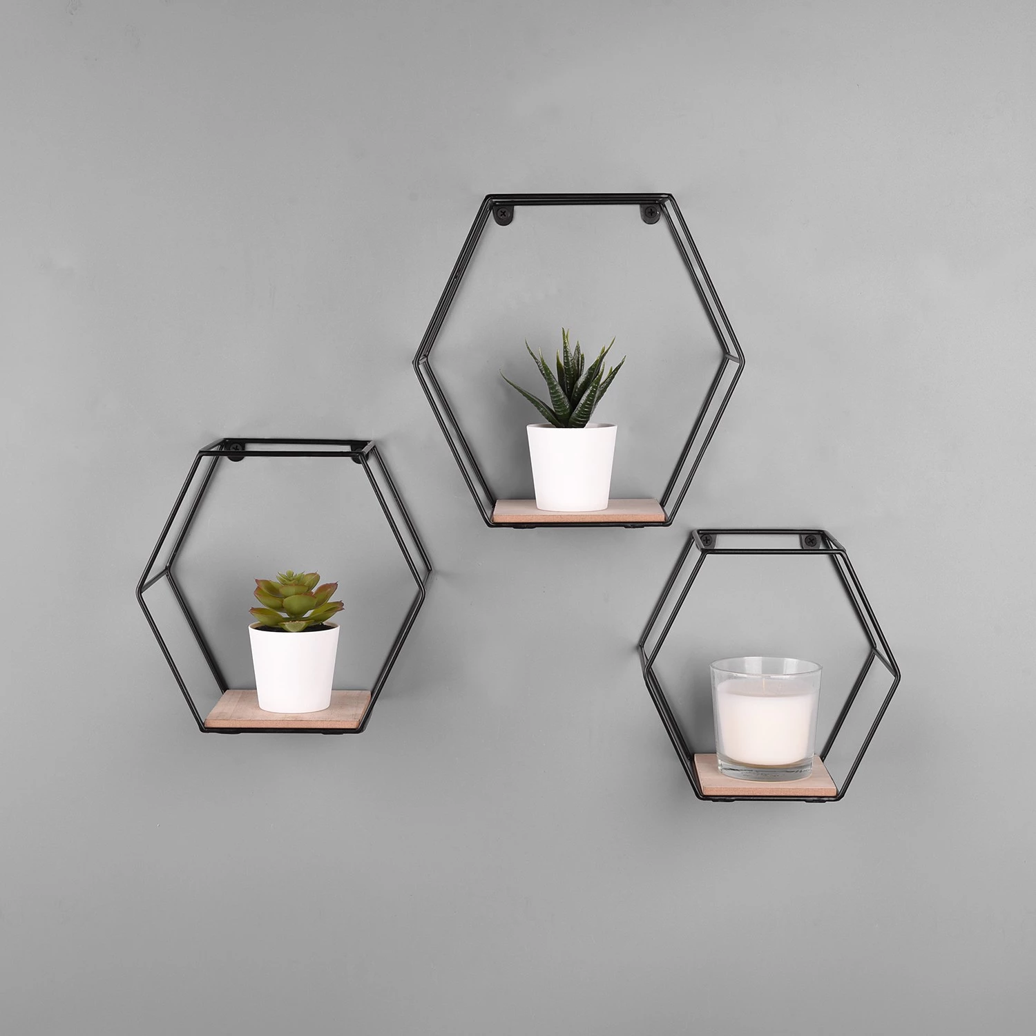 Loftscape Étagères murales Comfortline (lot de 3) - Métal - Noir / Imitation chêne 3 Loftscape Étagères murales Comfortline (lot de 3) - Métal - Noir / Imitation chêne – Image 3