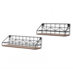 Loftscape Étagères murales Fluffy (lot de 2) - Métal - Noir / Imitation chêne