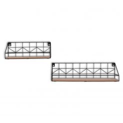 Loftscape Étagères murales Fluffy (lot de 2) - Métal - Noir / Imitation chêne -Meubles de salle à manger Soldes Magasin 1000341918 220323 030 DETAILS P000000001000341918