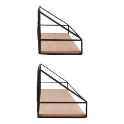 Loftscape Étagères murales Fluffy (lot de 2) - Métal - Noir / Imitation chêne -Meubles de salle à manger Soldes Magasin 1000341918 220323 040 DETAILS P000000001000341918