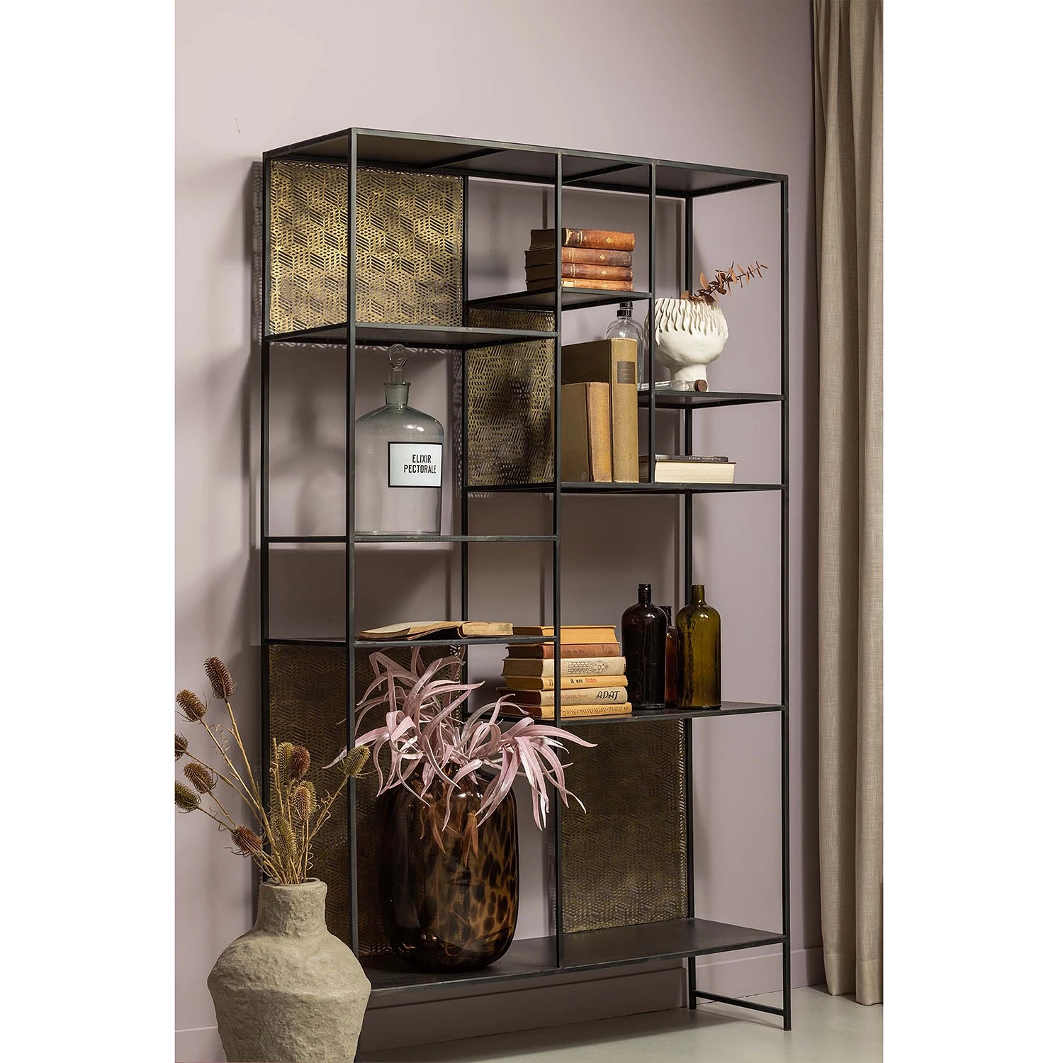 Red Living Étagère Quito - Métal - Laiton vieilli / Noir 2 Red Living Étagère Quito - Métal - Laiton vieilli / Noir – Image 2