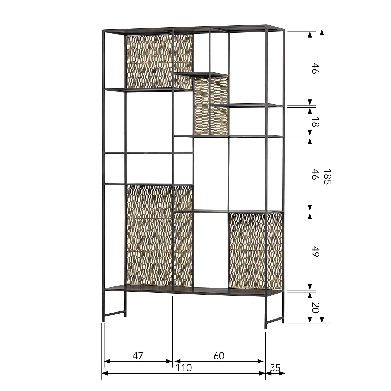 Red Living Étagère Quito - Métal - Laiton vieilli / Noir 7 Red Living Étagère Quito - Métal - Laiton vieilli / Noir – Image 7