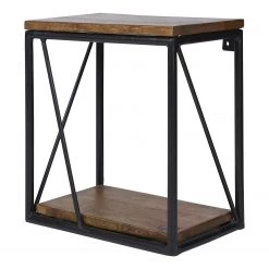 Tom Tailor Étagère murale Piketon IV - Manguier massif / Aluminium - Manguier / Noir