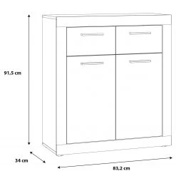 Loftscape Buffet Ballito - Blanc / Imitation noyer -Meubles de salle à manger Soldes Magasin 1000342449 220404 500 SKETCH DETAILS P000000001000342449 sketch