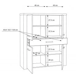 Loftscape Buffet haut Parksville I - Imitation chêne Sonoma -Meubles de salle à manger Soldes Magasin 1000342470 220404 501 SKETCH DETAILS P000000001000342470 sketch