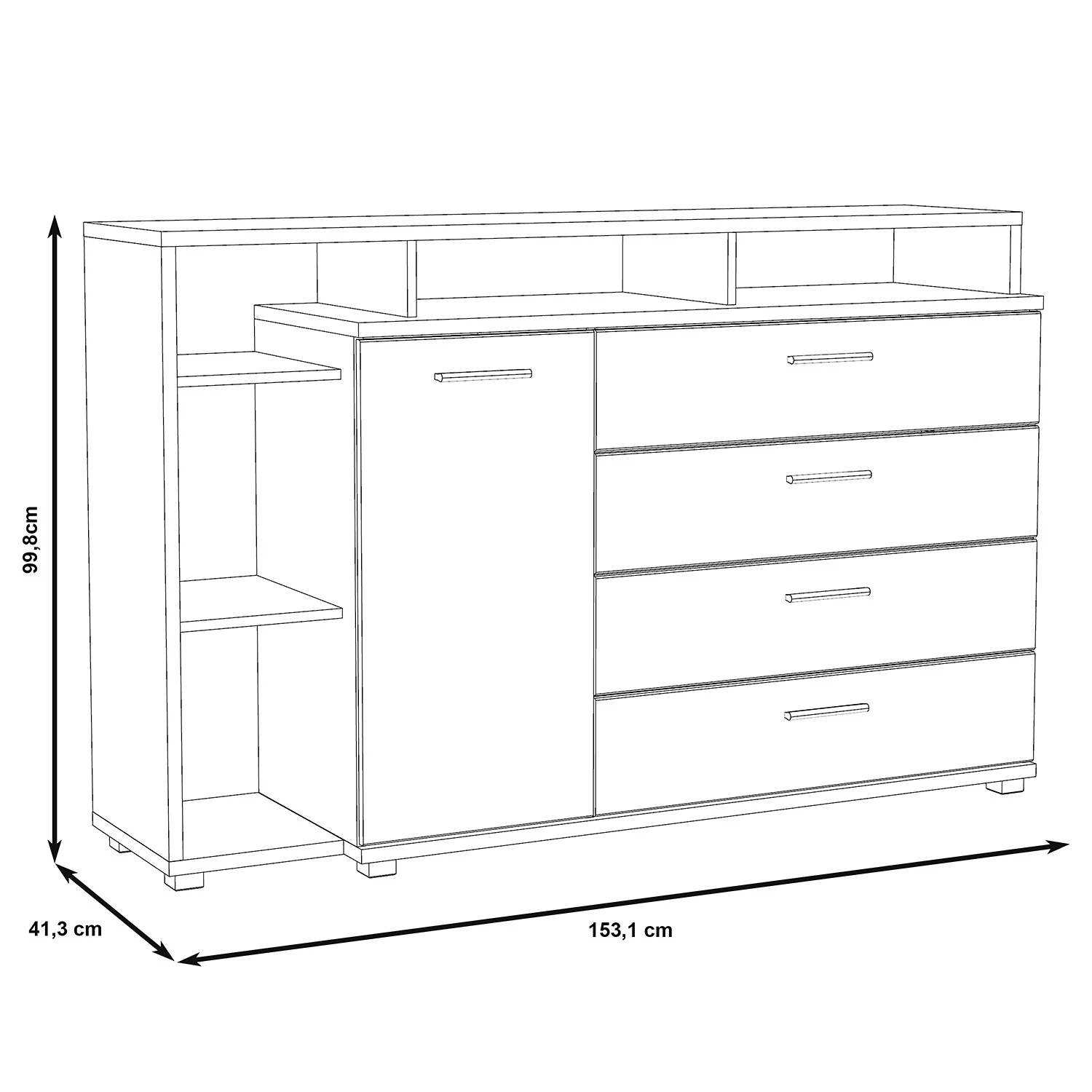 Loftscape Buffet Piemont III - Blanc / Imitation chêne sable 6 Loftscape Buffet Piemont III - Blanc / Imitation chêne sable – Image 6