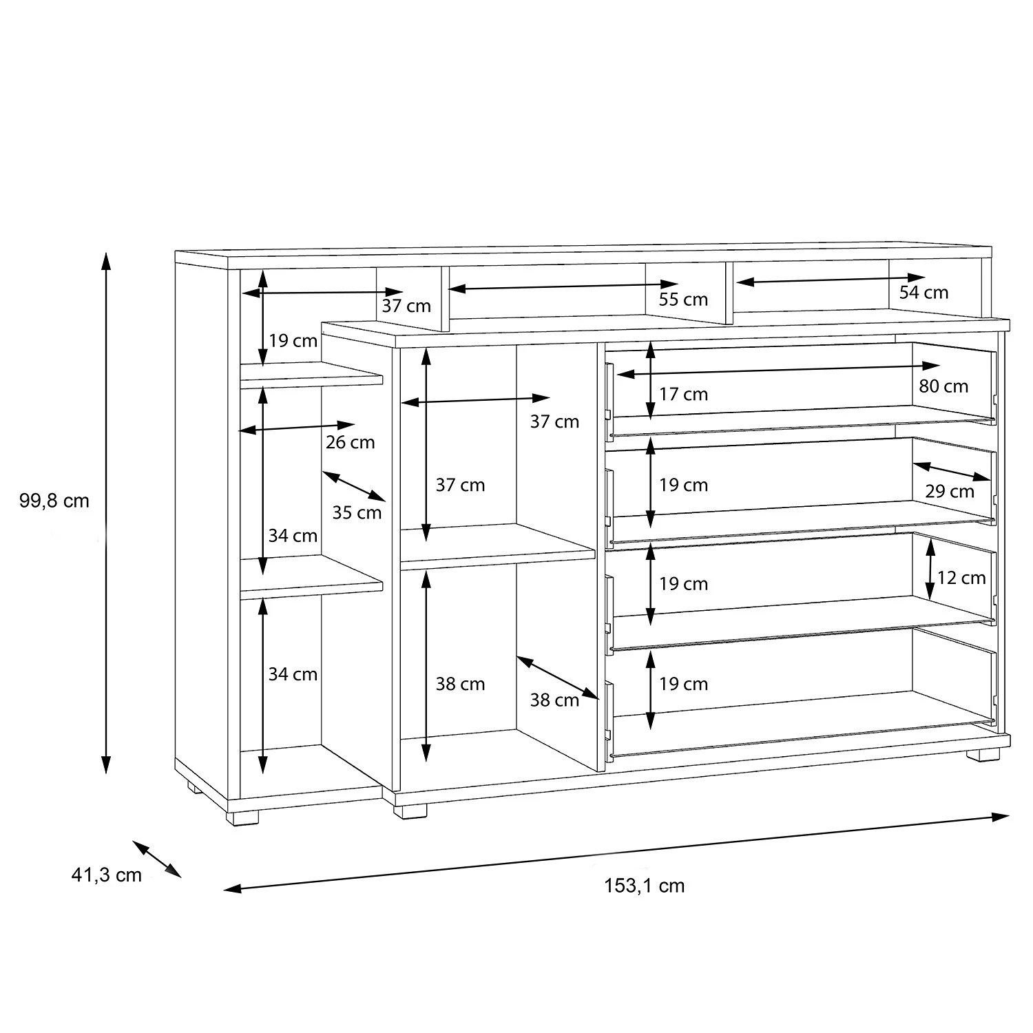 Loftscape Buffet Piemont III - Blanc / Imitation chêne sable 7 Loftscape Buffet Piemont III - Blanc / Imitation chêne sable – Image 7