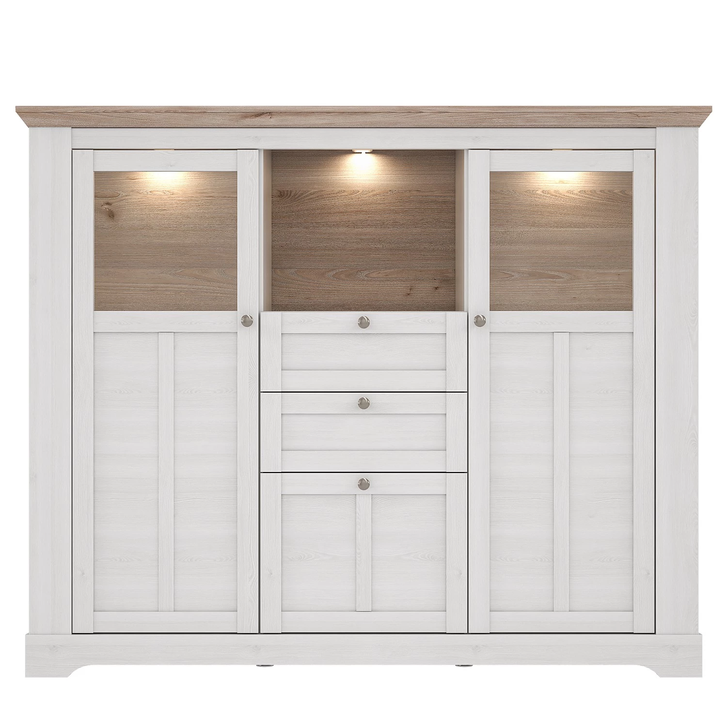 Ridgevalley Buffet haut Sandvik II - Imitation chêne blanc / Imitation chêne Nelson 2 Ridgevalley Buffet haut Sandvik II - Imitation chêne blanc / Imitation chêne Nelson – Image 2