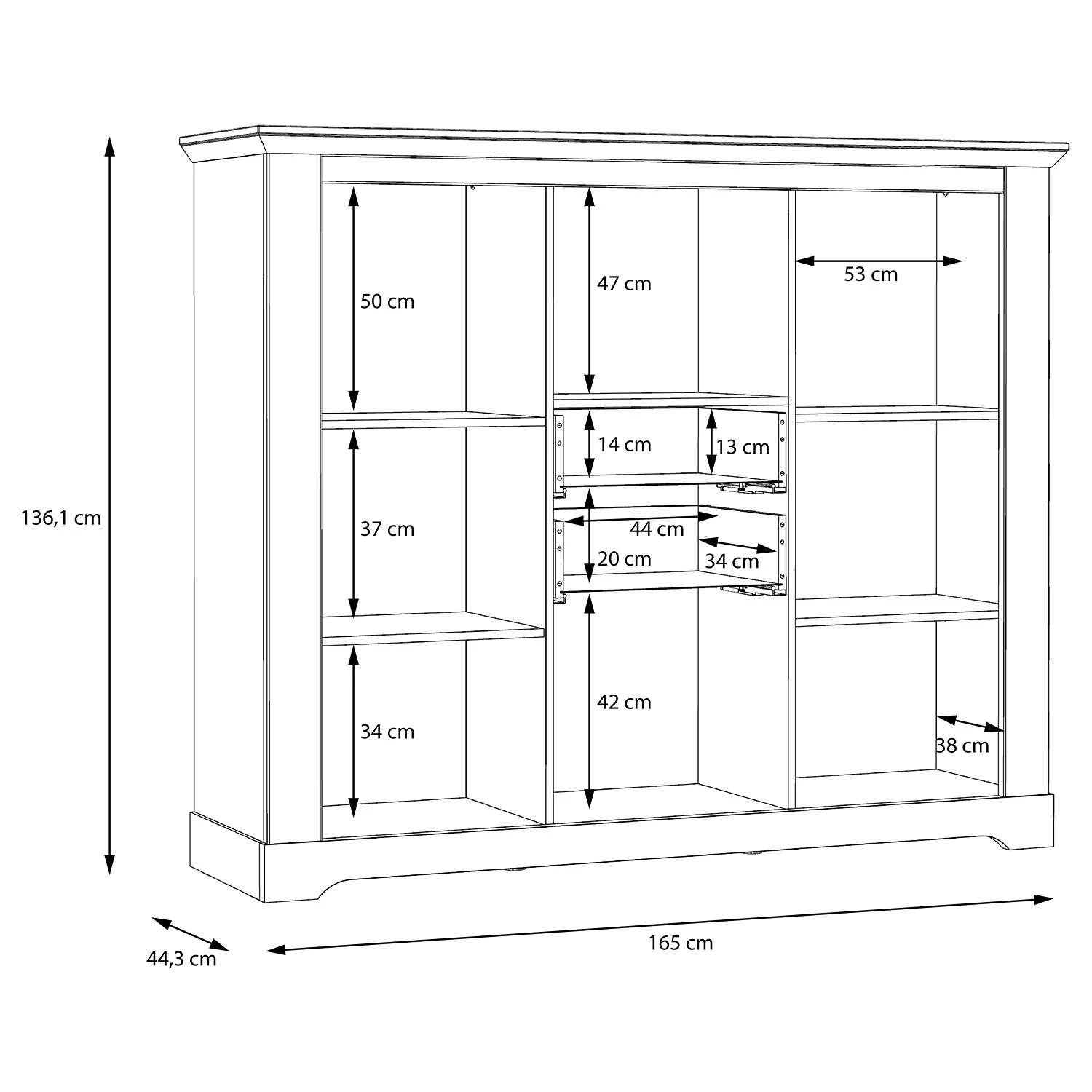 Ridgevalley Buffet haut Sandvik II - Imitation chêne blanc / Imitation chêne Nelson 6 Ridgevalley Buffet haut Sandvik II - Imitation chêne blanc / Imitation chêne Nelson – Image 6