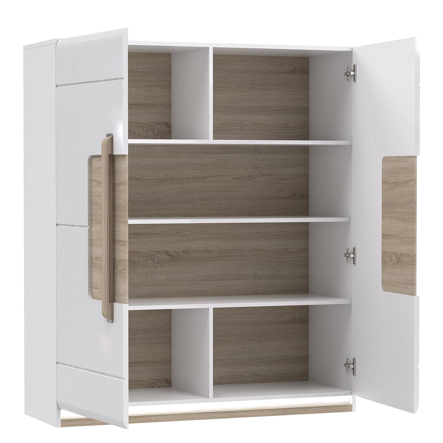 Loftscape Buffet haut Toscana I - Éclairage inclus Blanc brillant / Imitation chêne Nelson 2 Loftscape Buffet haut Toscana I - Éclairage inclus Blanc brillant / Imitation chêne Nelson – Image 2
