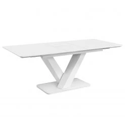 Loftscape Salle à manger Kosis (5 éléments) - (Extensible) - Imitation cuir / Acier inoxydable - Blanc / Chrome -Meubles de salle à manger Soldes Magasin 1000343657 220414 030 DETAILS P000000001000343657