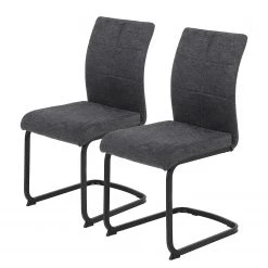 Red Living Chaises cantilever Playa II (lot de 2) - Tissu / Acier - Gris / Noir