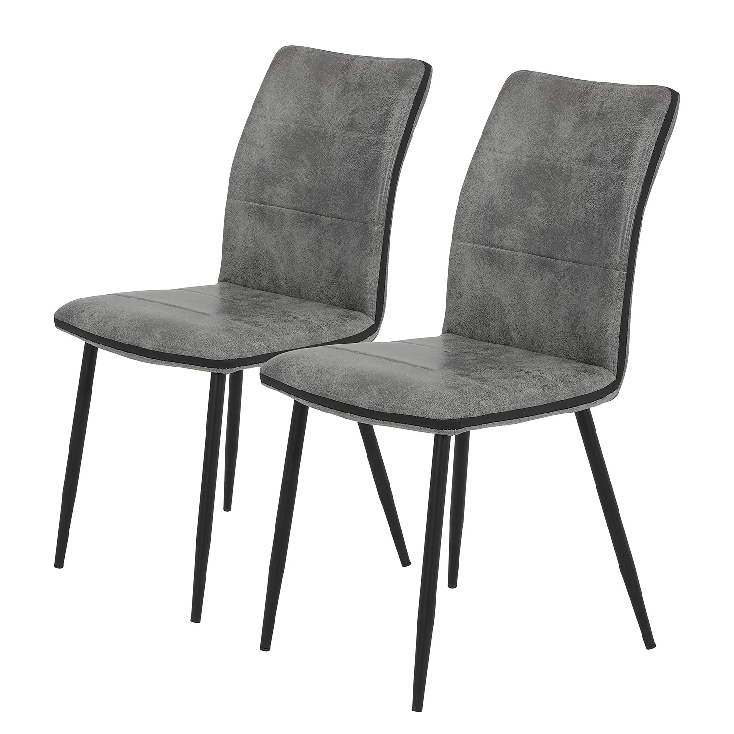 Red Living Chaises capitonnées Plemy (lot de 2) - Gris 1 Red Living Chaises capitonnées Plemy (lot de 2) - Gris