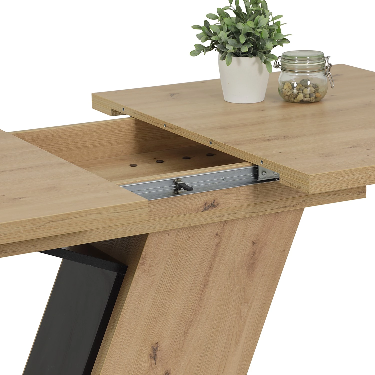 Loftscape Salle à manger Vallen (7 éléments) - (Extensible) Anthracite / Imitation chêne artisan 6 Loftscape Salle à manger Vallen (7 éléments) - (Extensible) Anthracite / Imitation chêne artisan – Image 6