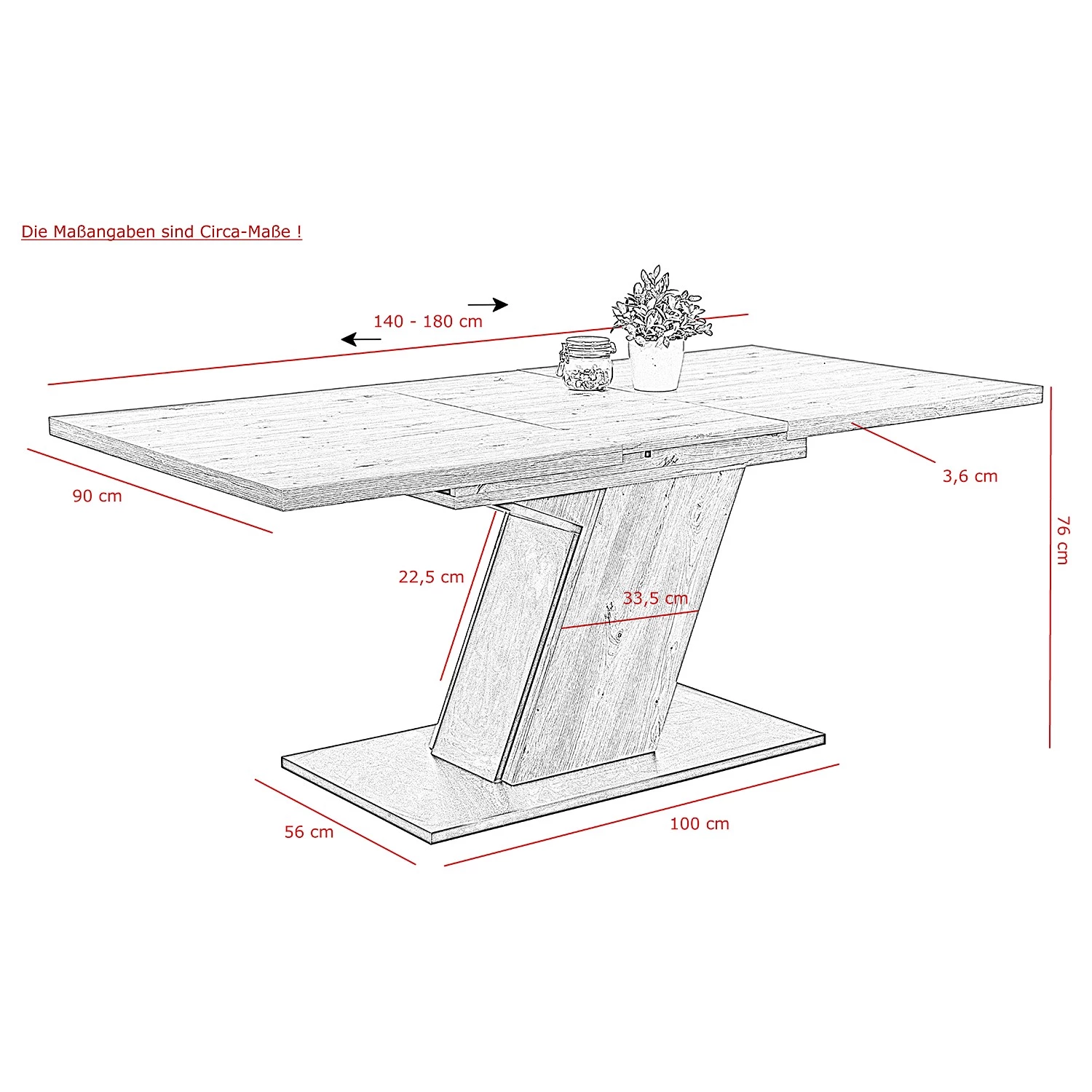 Loftscape Salle à manger Vallen (7 éléments) - (Extensible) Anthracite / Imitation chêne artisan 12 Loftscape Salle à manger Vallen (7 éléments) - (Extensible) Anthracite / Imitation chêne artisan – Image 12