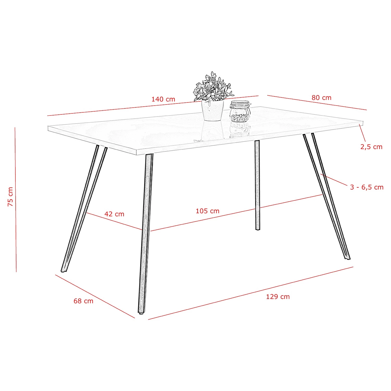 Loftscape Salle à manger Wilora (5 éléments) - Gris / Blanc brillant 10 Loftscape Salle à manger Wilora (5 éléments) - Gris / Blanc brillant – Image 10