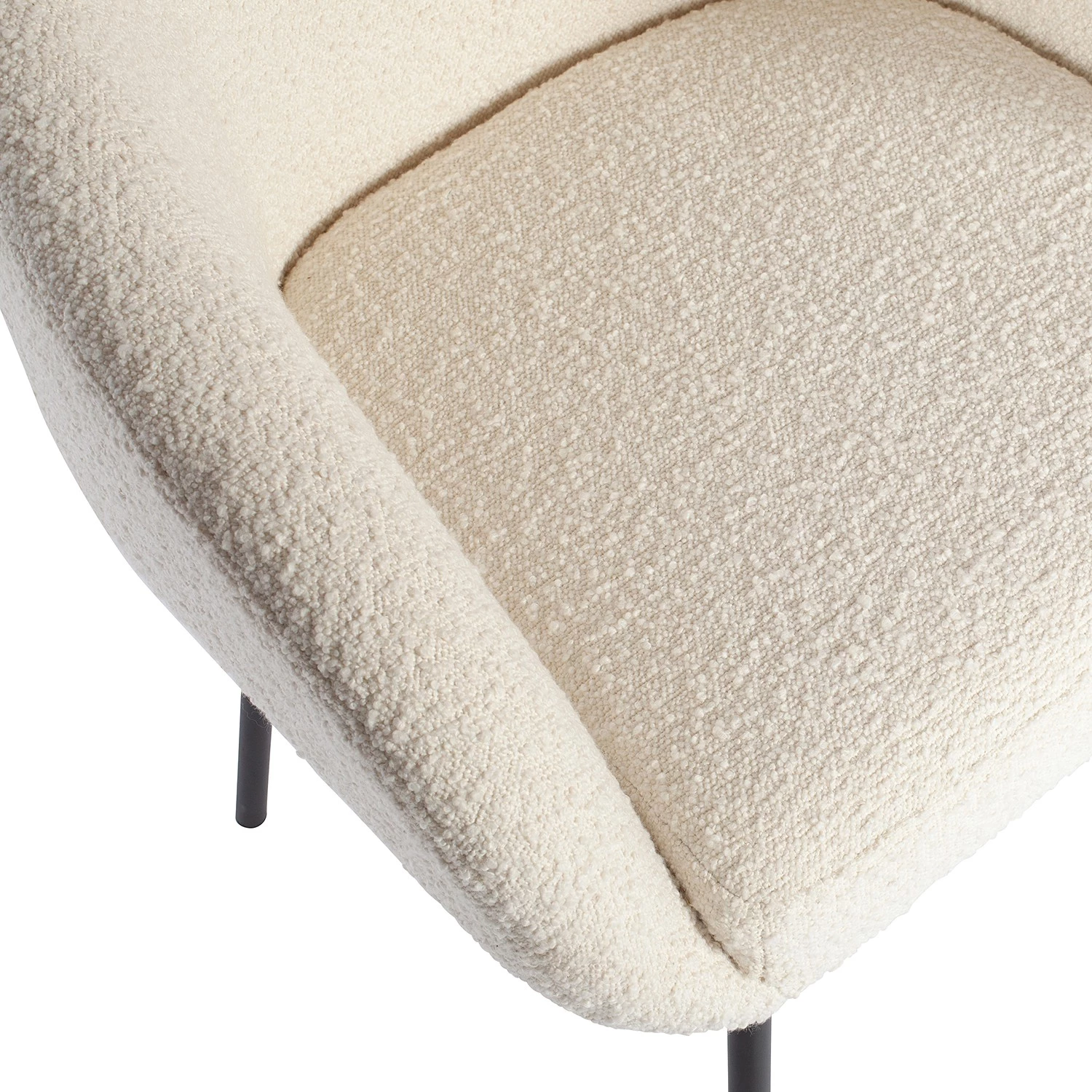 Loftscape Chaises à accoudoirs Pangolo (lot de 2) - Bouclé / Acier - Blanc / Noir 5 Loftscape Chaises à accoudoirs Pangolo (lot de 2) - Bouclé / Acier - Blanc / Noir – Image 5