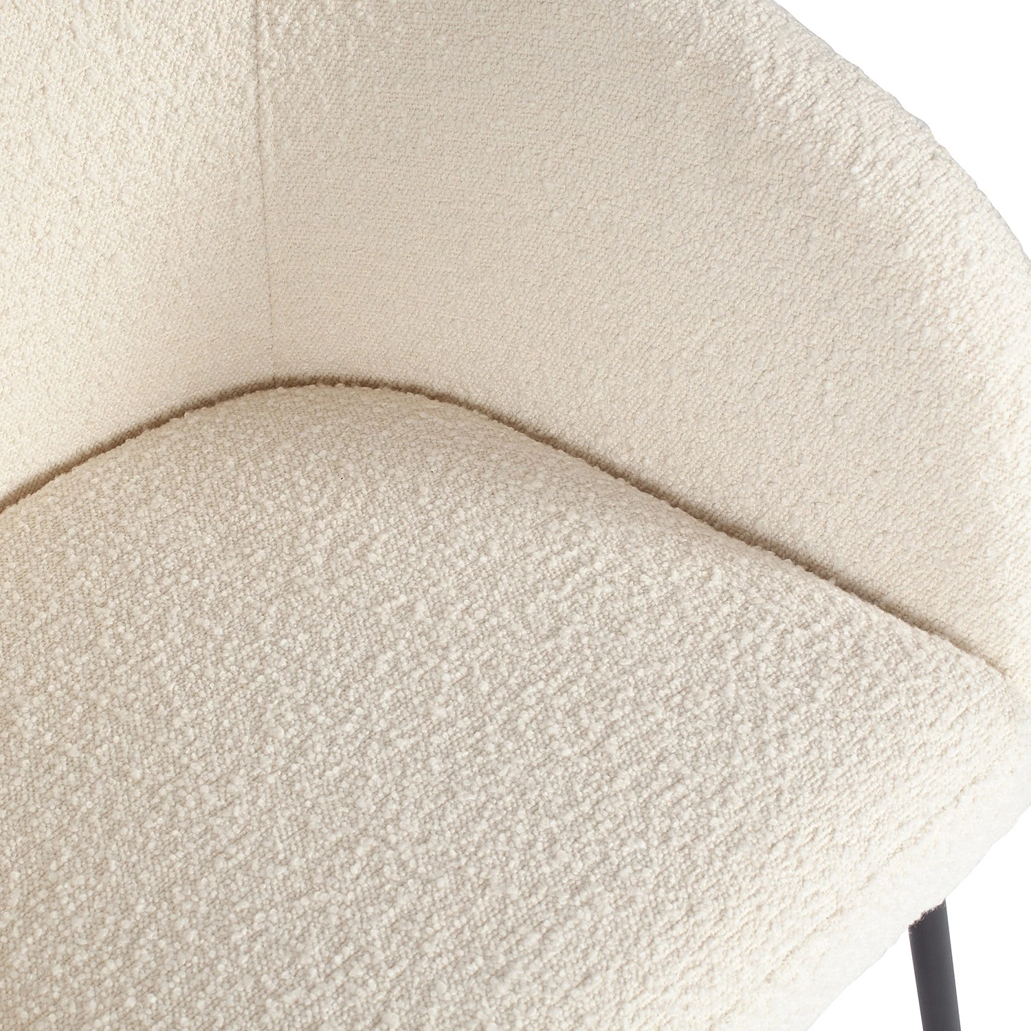 Loftscape Chaises à accoudoirs Pangolo (lot de 2) - Bouclé / Acier - Blanc / Noir 6 Loftscape Chaises à accoudoirs Pangolo (lot de 2) - Bouclé / Acier - Blanc / Noir – Image 6