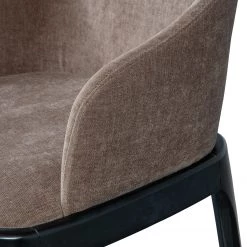Loftscape Chaise à accoudoirs Valdes - Tissu / Hévéa massif - Taupe / Noir -Meubles de salle à manger Soldes Magasin 1000344501 220414 033 DETAILS P000000001000344501
