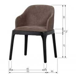 Loftscape Chaise à accoudoirs Valdes - Tissu / Hévéa massif - Taupe / Noir -Meubles de salle à manger Soldes Magasin 1000344501 220414 500 SKETCH DETAILS P000000001000344501 sketch