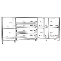 Loftscape Buffet Urban II - Éclairage inclus - Blanc / Imitation chêne gris -Meubles de salle à manger Soldes Magasin 1000344689 220414 501 SKETCH DETAILS P000000001000344689 sketch