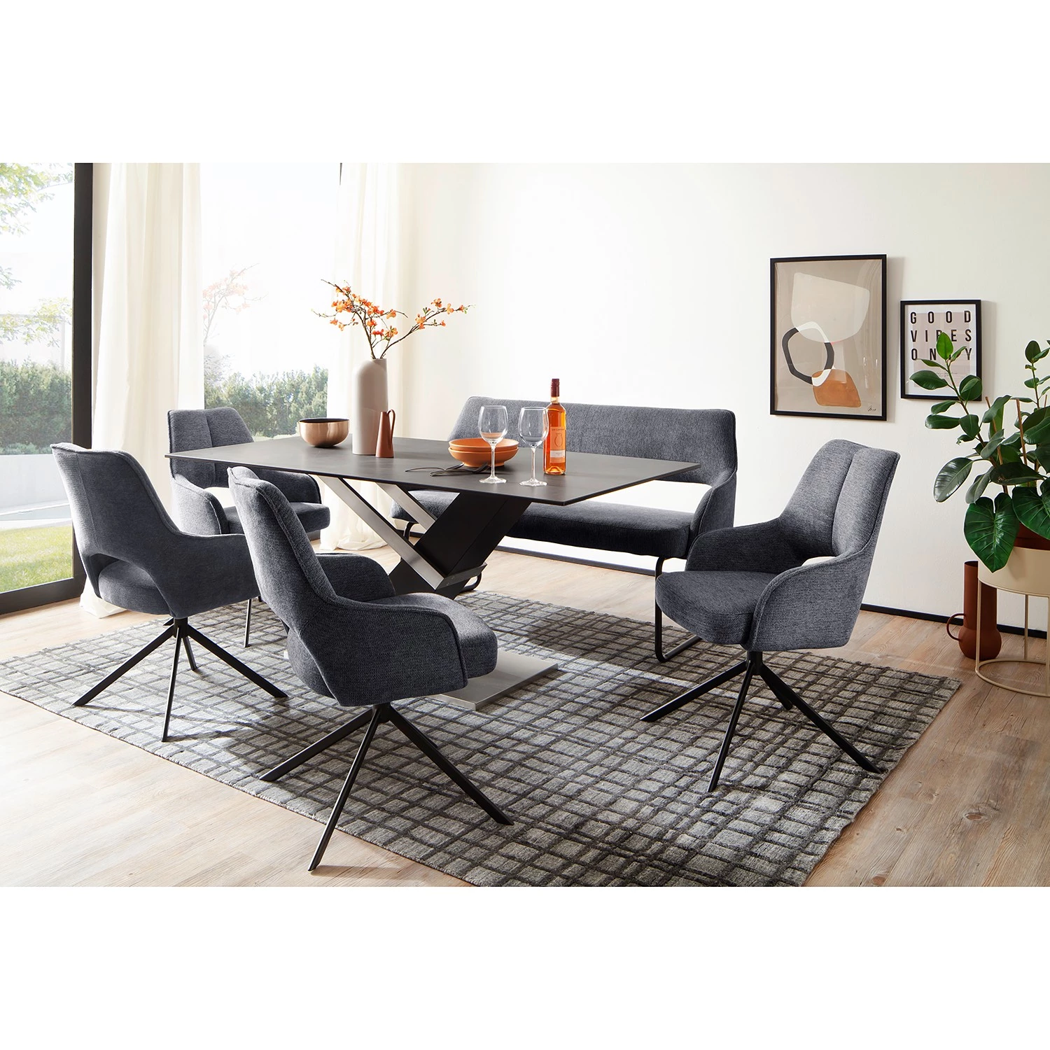 Loftscape Table Tilst - Céramique & Verre / Acier Inoxydable - Anthracite / Argenté / Noir 2 Loftscape Table Tilst - Céramique & Verre / Acier Inoxydable - Anthracite / Argenté / Noir – Image 2