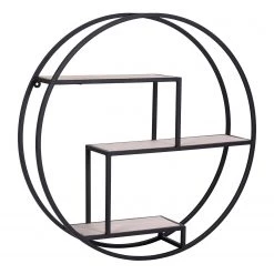 Red Living Étagère murale Sling - Paulownia massif / Métal - Paulownia / Noir