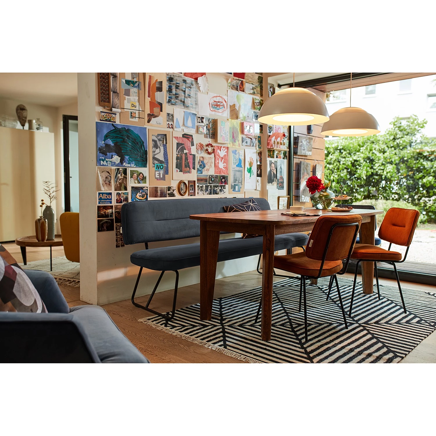 Tom Tailor Banc Tube - Velours / Métal - Gris foncé 2 Tom Tailor Banc Tube - Velours / Métal - Gris foncé – Image 2