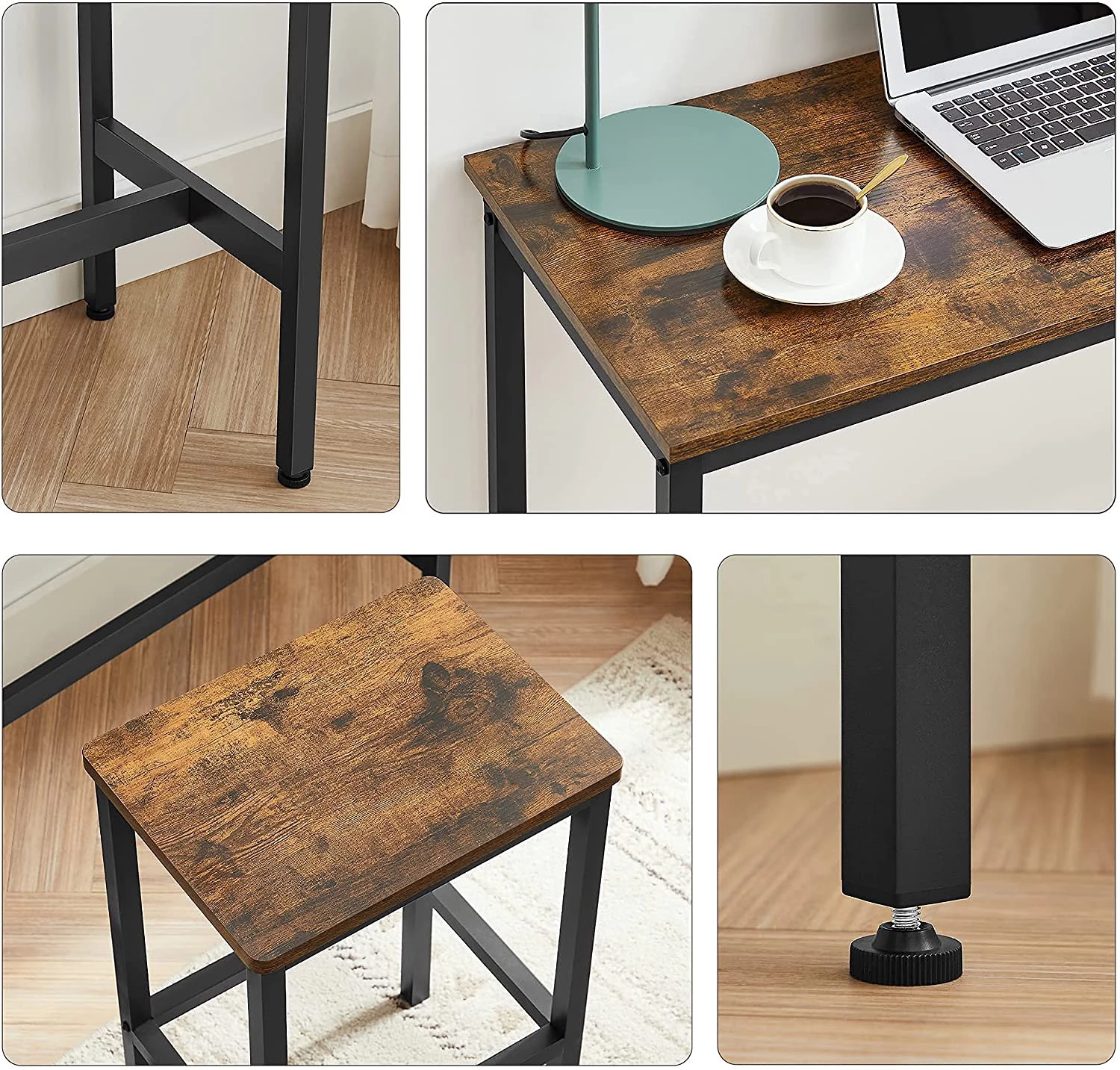 Red Living Ensemble de bar Sintang (3 éléments) - Imitation bois recyclé / Noir 8 Red Living Ensemble de bar Sintang (3 éléments) - Imitation bois recyclé / Noir – Image 8