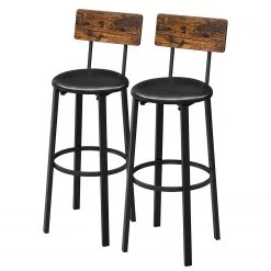 Red Living Chaises de bar Tierce (lot de 2) - Imitation bois recyclé / Noir
