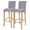 Red Living Chaises de bar Tullah (lot de 2) - Tissu / Hévéa massif et fer - Gris / Hévéa et argenté
