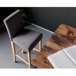 Red Living Chaises de bar Tullah (lot de 2) - Tissu / Hévéa massif et fer - Gris / Hévéa et argenté -Meubles de salle à manger Soldes Magasin 1000347232 220513 021 MOOD DETAILS P000000001000347232 mood