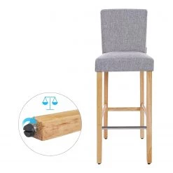 Red Living Chaises de bar Tullah (lot de 2) - Tissu / Hévéa massif et fer - Gris / Hévéa et argenté -Meubles de salle à manger Soldes Magasin 1000347232 220513 040 DETAILS P000000001000347232