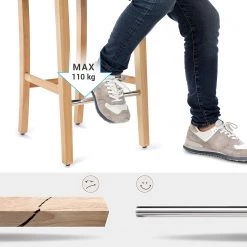 Red Living Chaises de bar Tullah (lot de 2) - Tissu / Hévéa massif et fer - Gris / Hévéa et argenté -Meubles de salle à manger Soldes Magasin 1000347232 220513 050 DETAILS P000000001000347232