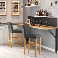 Red Living Chaises de bar Ramadas (lot de 2) - Tissu / Hévéa massif et fer - Gris / Hévéa et argenté -Meubles de salle à manger Soldes Magasin 1000347233 220513 021 MOOD DETAILS P000000001000347233 mood