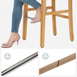 Red Living Chaises de bar Ramadas (lot de 2) - Tissu / Hévéa massif et fer - Gris / Hévéa et argenté -Meubles de salle à manger Soldes Magasin 1000347233 220513 050 DETAILS P000000001000347233