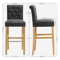 Red Living Chaises de bar Ramadas (lot de 2) - Tissu / Hévéa massif et fer - Gris / Hévéa et argenté -Meubles de salle à manger Soldes Magasin 1000347233 220513 500 SKETCH DETAILS P000000001000347233 sketch