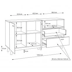 Loftscape Enfilade Pesaro I - Imitation chêne artisan / Noir -Meubles de salle à manger Soldes Magasin 1000348113 220603 501 SKETCH DETAILS P000000001000348113 sketch